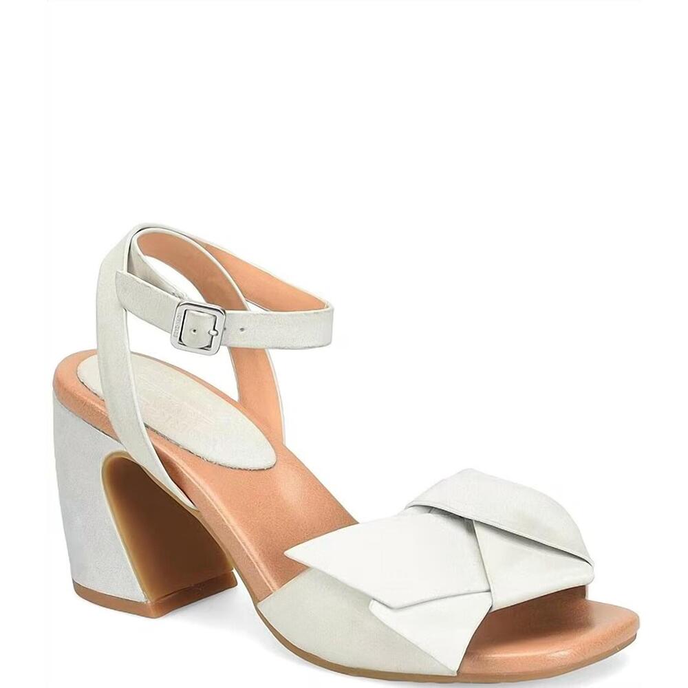 NEW KORK-EASE women's brooke leather bow ankle wrap sandals in light blue